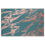 Modern Rose Gold Peacock Teal Marble Fabric