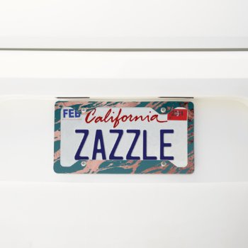 Modern Rose Gold Peacock Teal Marble License Plate Frame by BlackStrawberry_Co at Zazzle