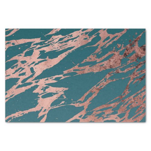 Modern Rose Gold Peacock Teal Marble Tissue Paper