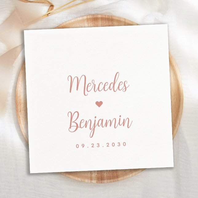 Modern Rose Gold Personalized Heart Wedding  Napkins (Creator Uploaded)