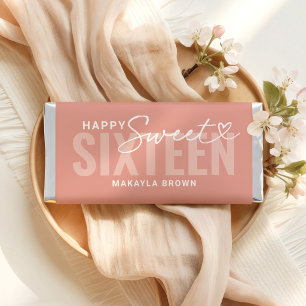 Modern Rose Gold Personalized Sweet 16 Birthday Hershey Bar Favors
