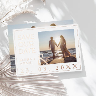 Modern Rose Gold Photo Save the Date Card