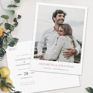 Modern Rose Gold Photo Save the Date Wedding Invitation Postcard