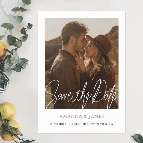 Modern Rose Gold Photo Wedding Save the Date   Magnetic Invitation