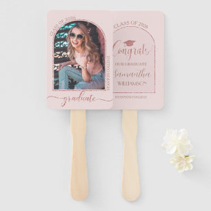 Modern Rose Gold Pink Arch Picture Graduation Hand Fan