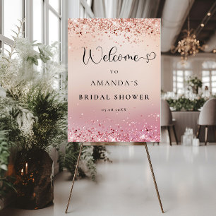 Modern, Rose-Gold-Pink Glitter Bridal Shower Foam Board