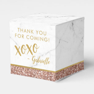 Modern Rose Gold Pink Glitter Marble xoxo Favor Boxes