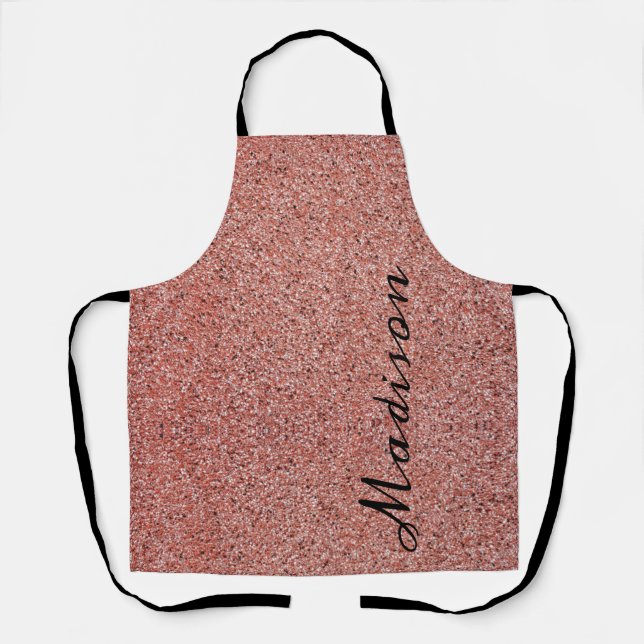Modern Rose Gold Pink Glitter Personalized Apron (Front)
