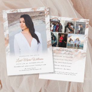 Modern Rose Gold Pink Marble Memorial Funeral Program