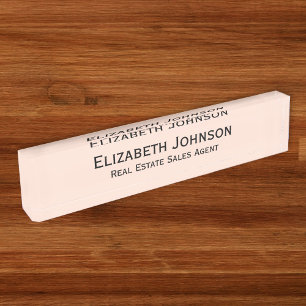 Modern Rose Gold Professional Business Executive Desk Name Plate