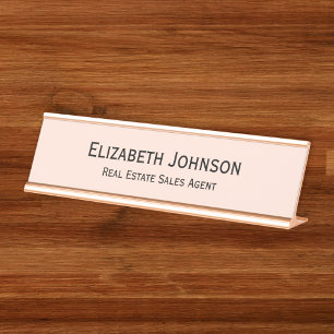 Modern Rose Gold Professional Business Office Desk Name Plate
