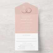 Modern Rose Gold Rings Blush Wedding All In One In All In One Invitation (Inside)