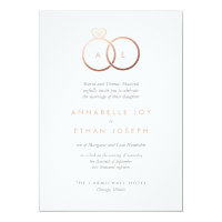 Modern Rose Gold Rings Blush Wedding Invitation