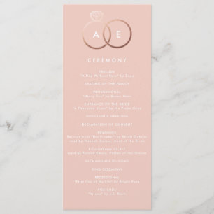 Modern Rose Gold Rings Blush Wedding Program