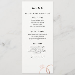 Modern Rose Gold Rings Custom Wedding Menu