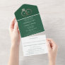 Modern Rose Gold Rings Green Wedding All In One Invitation