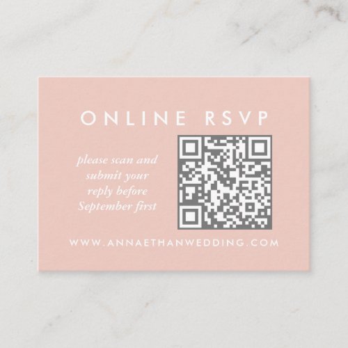 Modern Rose Gold Rings Wedding Online QR Code RSVP Enclosure Card