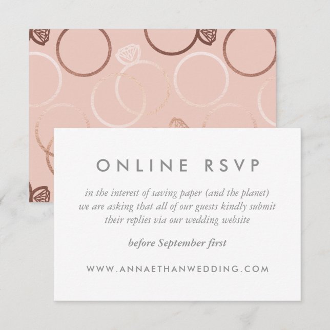 Modern Rose Gold Rings Wedding Online RSVP Card (Front/Back)