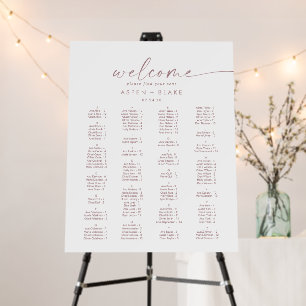 Modern Rose Gold Script Alphabetical Seating Chart Foam Board