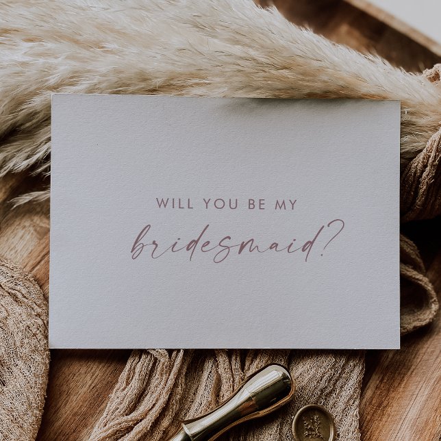 Modern Rose Gold Script Bridesmaid Proposal Card (Creator Uploaded)