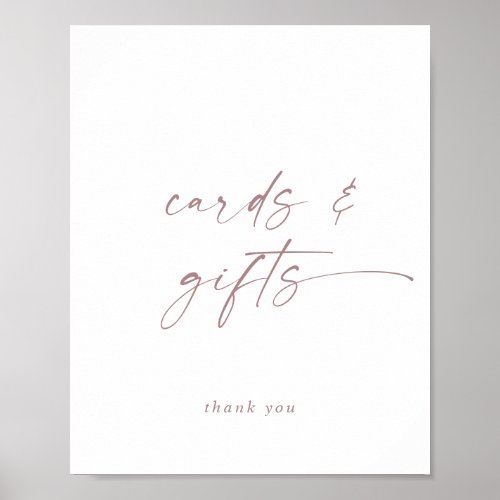 Modern Rose Gold Script Cards and Gifts Sign