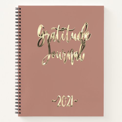 Modern Rose Gold Script Gratitude Journal 2021