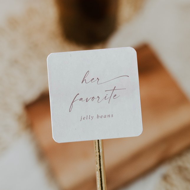 Modern Rose Gold Script Her Favorite Wedding Favor Square Sticker (Creator Uploaded)