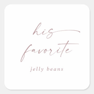 Modern Rose Gold Script His Favorite Wedding Favor Square Sticker