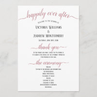 Modern Rose Gold Script Minimal Wedding Ceremony Program