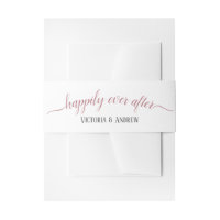 Modern Rose Gold Script Minimal Wedding Invitation Belly Band
