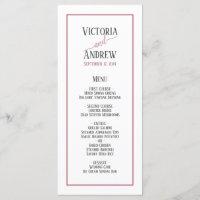 Modern Rose Gold Script Minimal Wedding Menu
