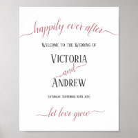 Modern Rose Gold Script Minimal Wedding Poster