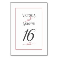 Modern Rose Gold Script Minimal Wedding Table Number