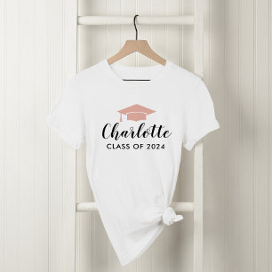 Modern Rose Gold Script Name 2026 Graduation Photo T-Shirt