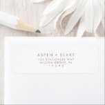 Modern Rose Gold Script Return Address Label<br><div class="desc">These modern rose gold script return address labels are perfect for a minimalist wedding. The simple blush pink rose gold color design features unique industrial lettering typography with modern boho style. Customizable in any color. Keep the design minimal and elegant, as is, or personalize it by adding your own graphics...</div>