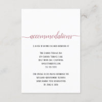 Modern Rose Gold Script Wedding Accommodations Enclosure Card