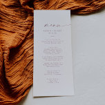 Modern Rose Gold Script Wedding Dinner Menu<br><div class="desc">This modern rose gold script wedding dinner menu card is perfect for a minimalist wedding. The simple blush pink rose gold color design features unique industrial lettering typography with modern boho style. Customizable in any color. Keep the design minimal and elegant, as is, or personalize it by adding your own...</div>
