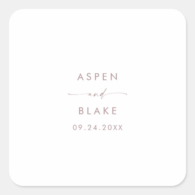 Modern Rose Gold Script Wedding Envelope Seals (Front)