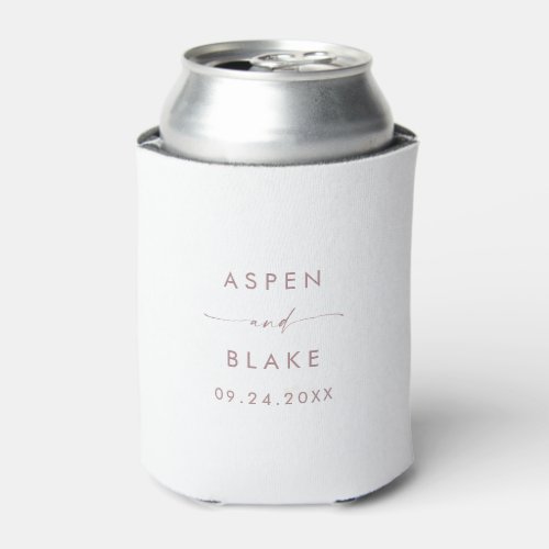 Modern Rose Gold Script Wedding Favor Can Cooler