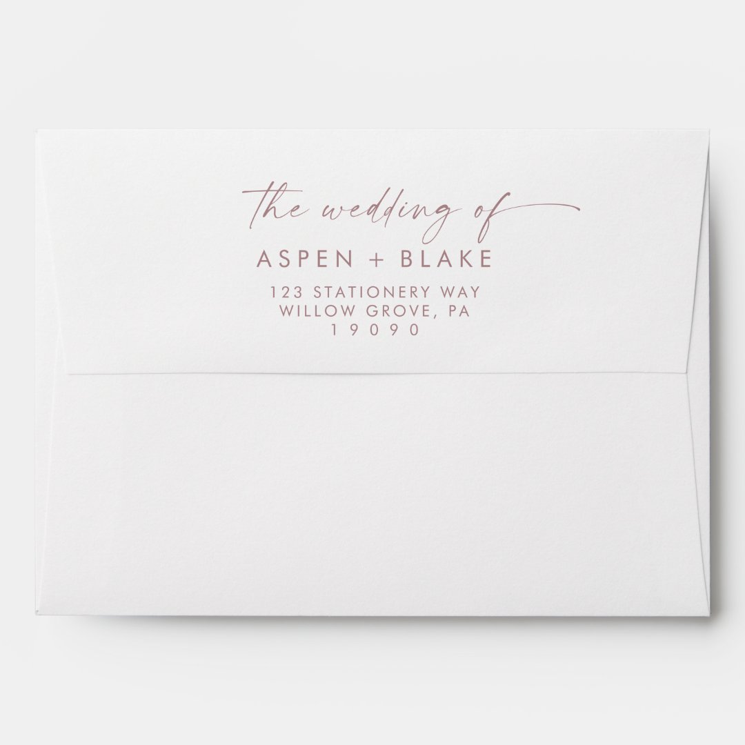 Modern Rose Gold Script Wedding Invitation Envelope Zazzle