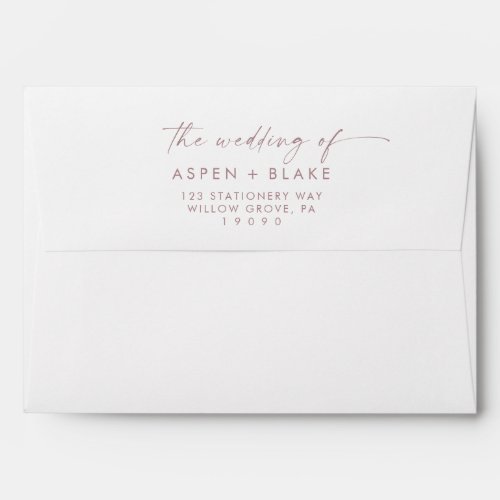 Modern Rose Gold Script Wedding Invitation Envelope