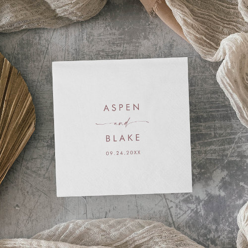Modern Rose Gold Script Wedding Napkins