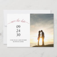 Modern Rose Gold Script Wedding Photo Save The Date