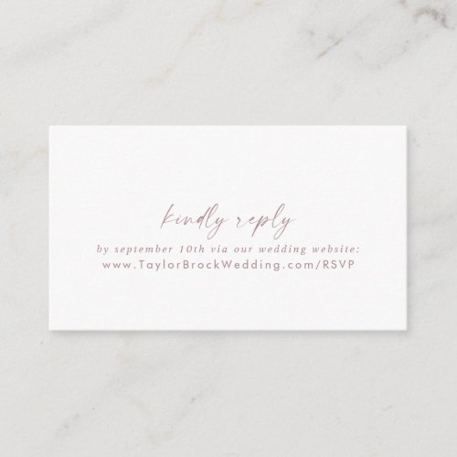 Modern Rose Gold Script Wedding Website RSVP Enclosure Card