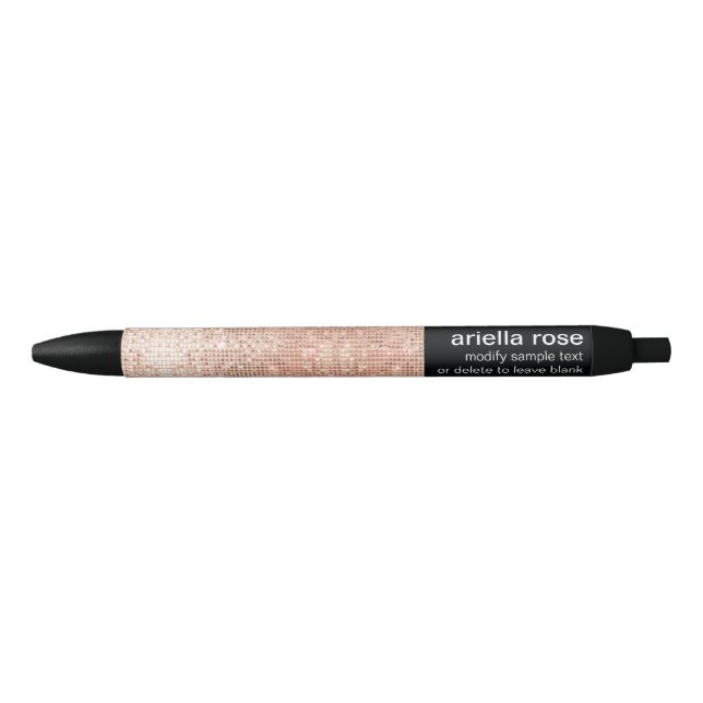 Modern Rose Gold Sequin Personalized Name Pen (Front)