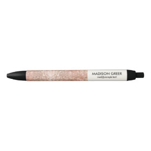Modern Rose Gold Sequin Personalized Name Pen