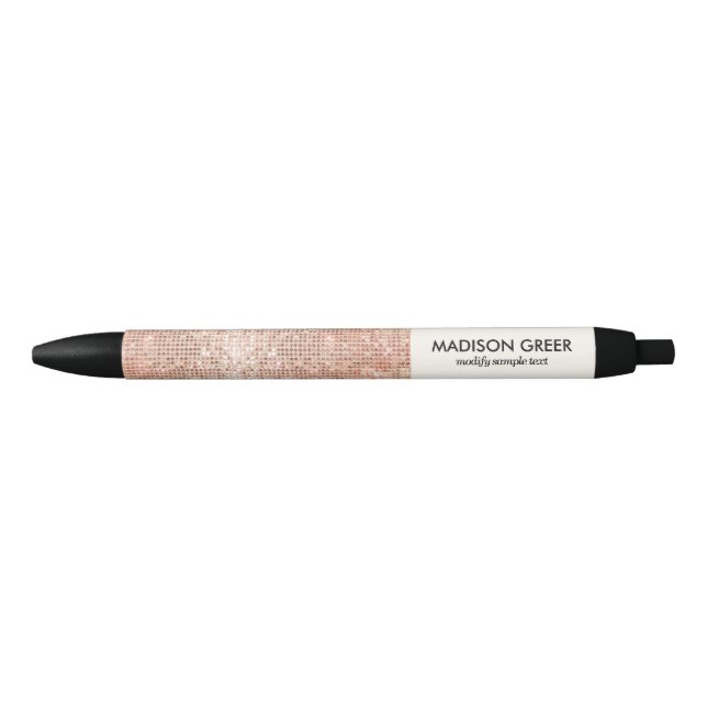 Modern Rose Gold Sequin Personalized Name Pen (Front)