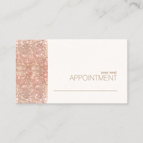 Modern Rose Gold Sequins Salon Appointment Card