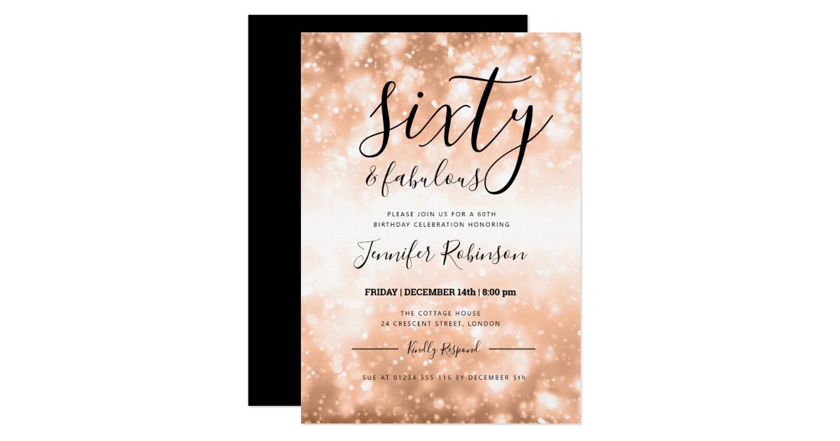 Modern Rose Gold Sixty Fabulous 60th Birthday Invitation Zazzle Com