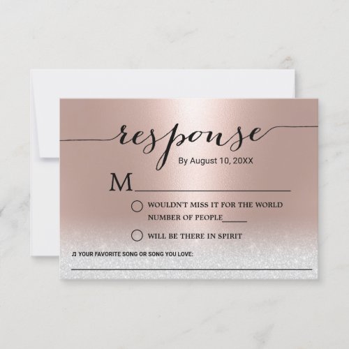 Modern Rose Gold Song Request Wedding RSVP